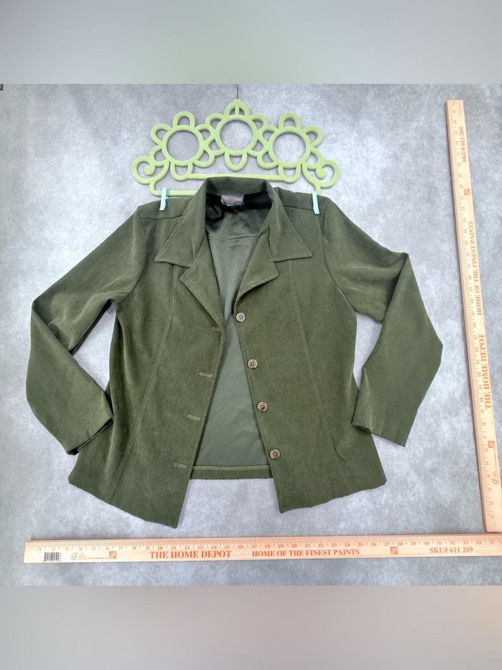 Tracy Evans Olive Green Suede Blazer Jacket